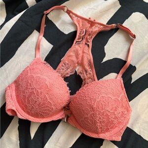 Victoria’s Secret Lace Racerback Push-Up Bra - Coral Pink